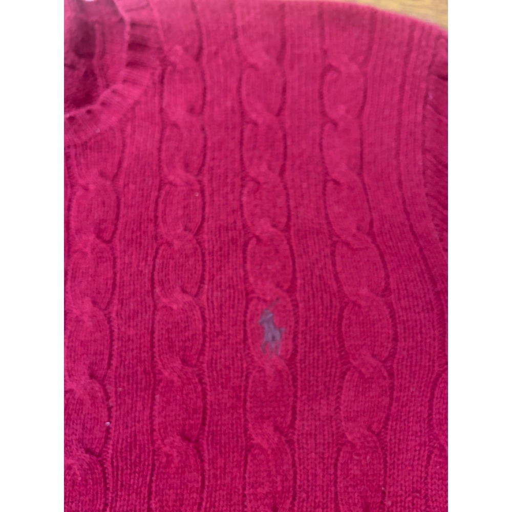 Polo Ralph Lauren Sweater Mens XL Red Cable Knit Crewneck Italian Yarn - Picture 4 of 11
